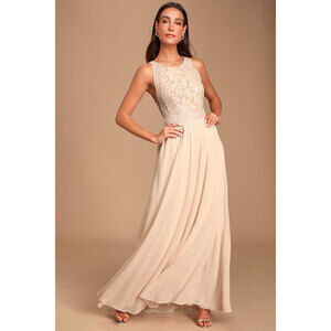 Lulus Forever And Always Blush Pink Lace Maxi Dress - Size M